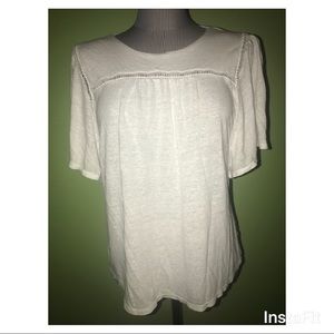 Loft Flutter Top White M Short Sleeve Shirt